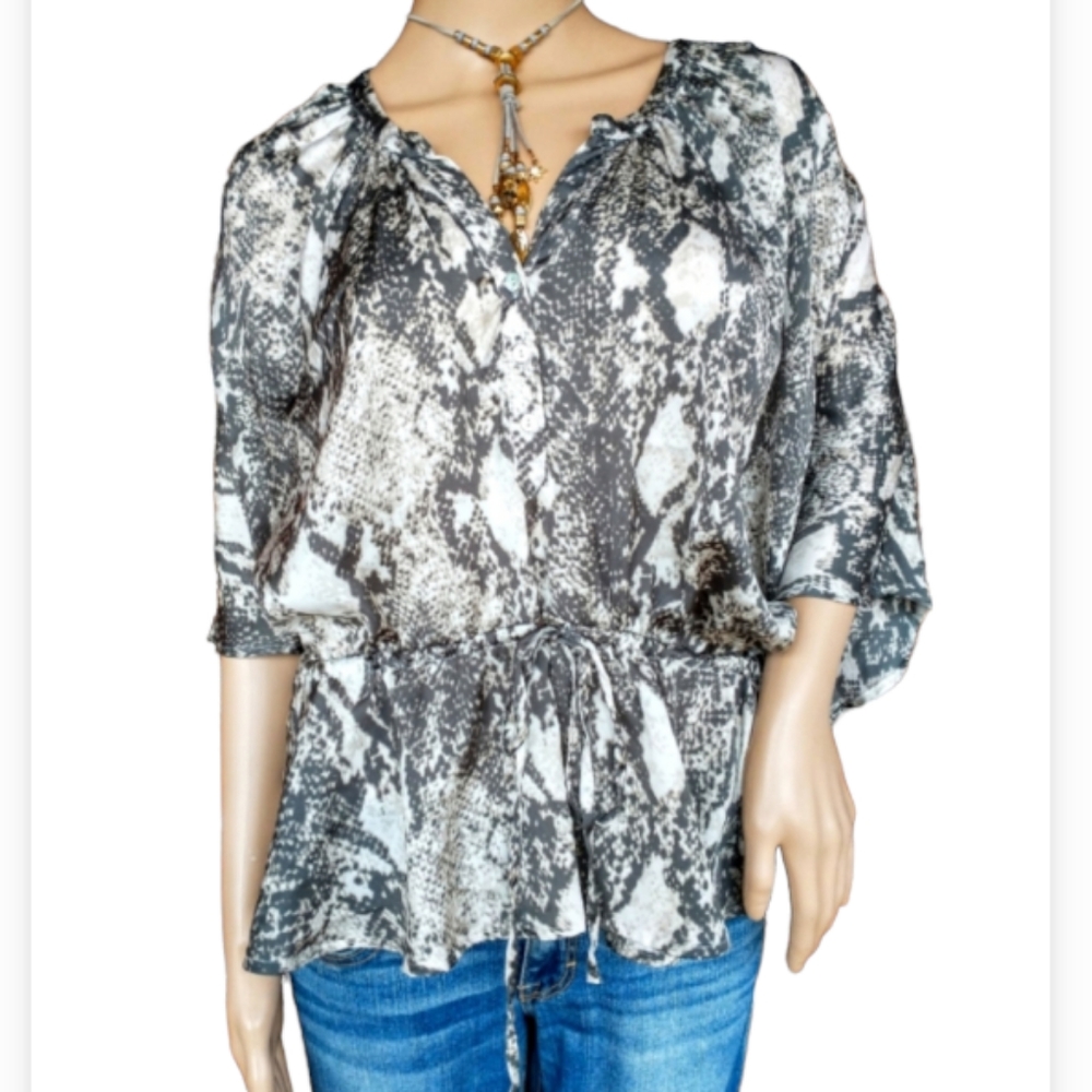 Willi Smith Snake Printed Top With Drawstring Waistband Size L